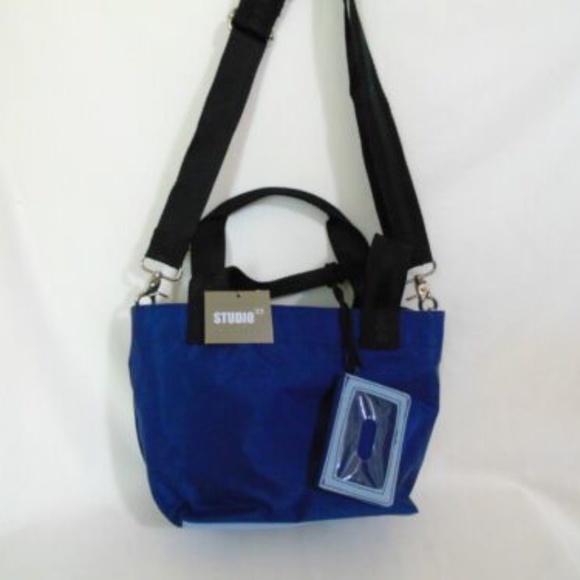 Studio 33 Handbags - Studio 33 Small Navy/Light Blue Nylon Tote